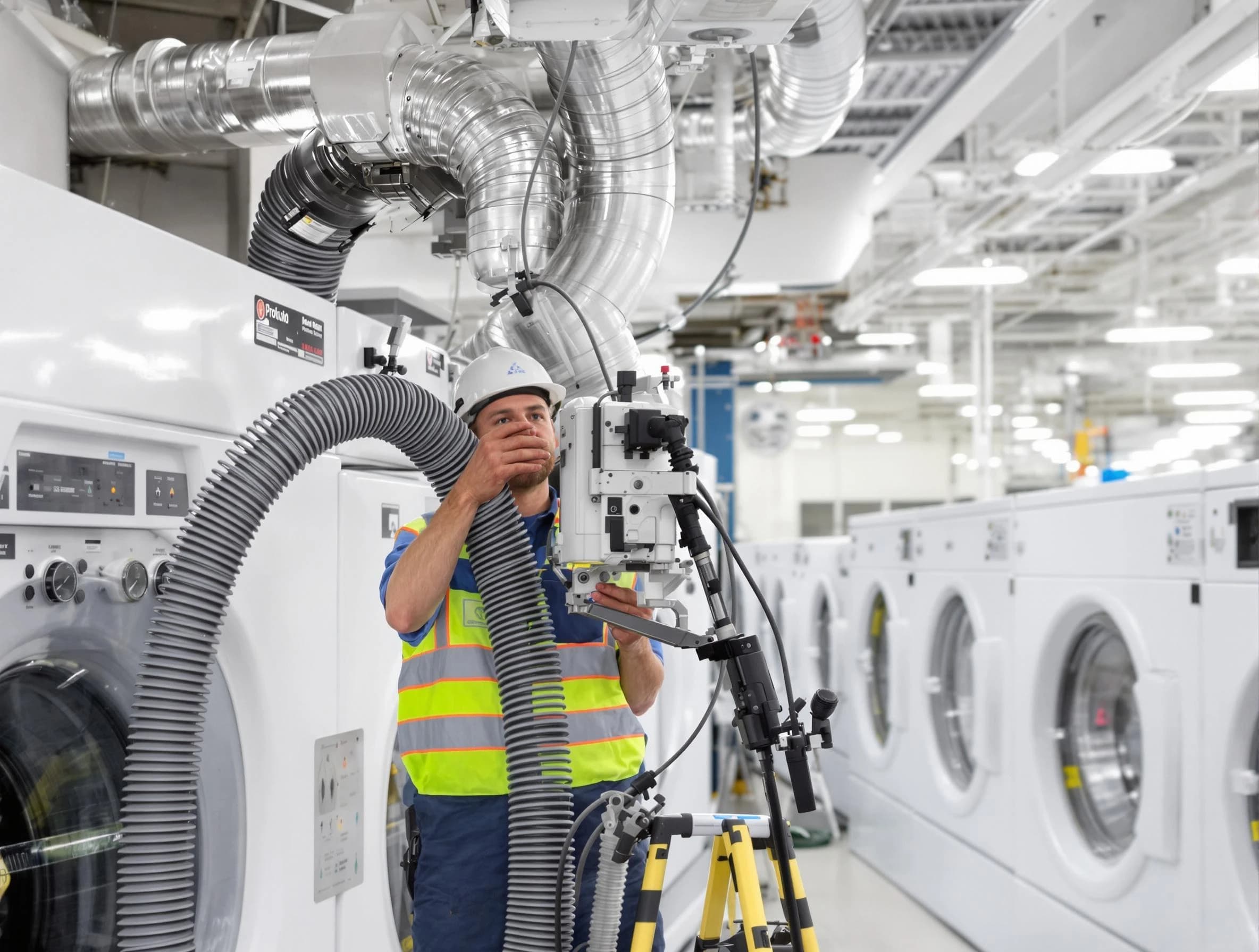 Rockwood Dryer Vent Cleaning team performing commercial-grade dryer vent cleaning at a business facility in Rockwood