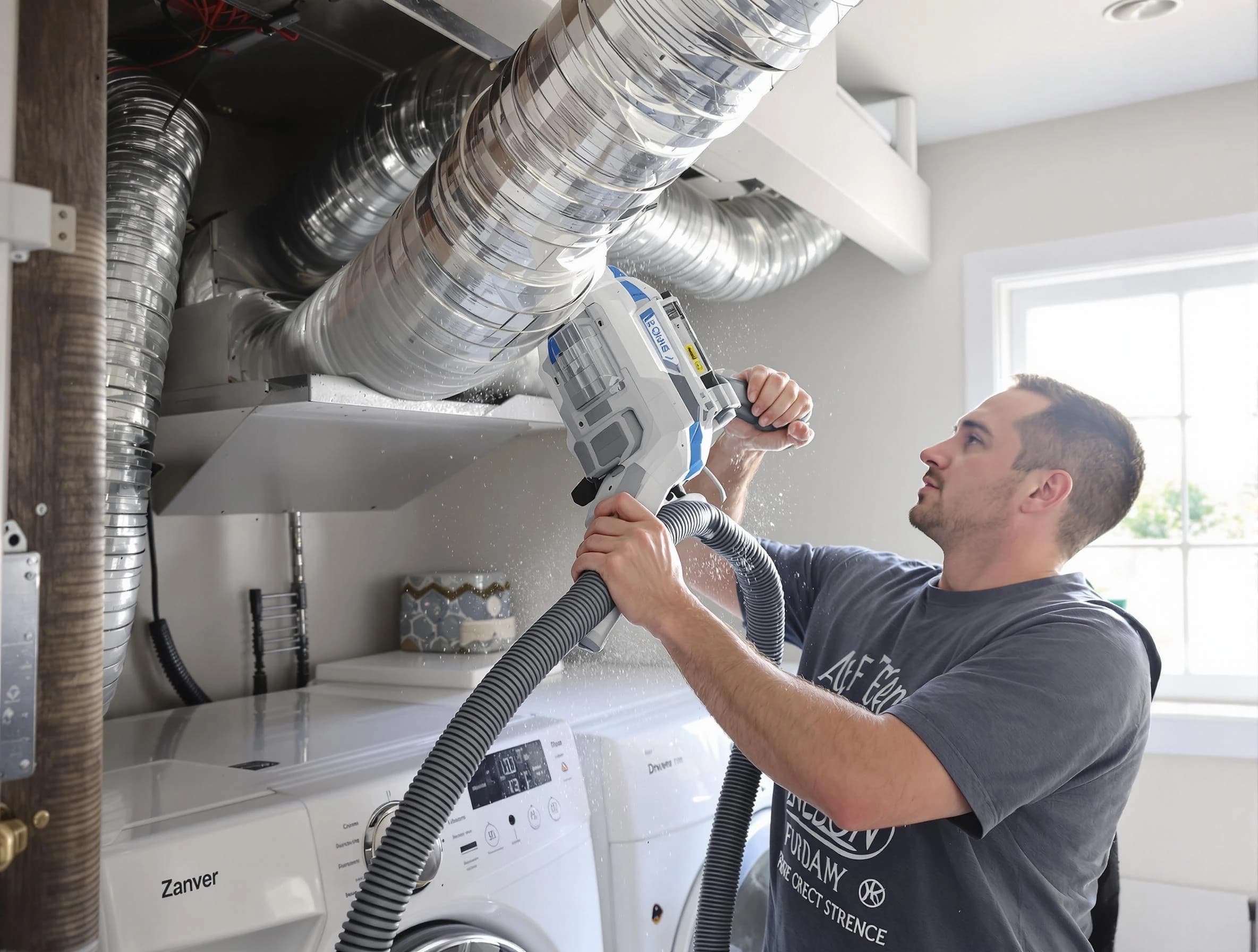 Rockwood Dryer Vent Cleaning specialist cleaning deep within a dryer vent duct system in Rockwood